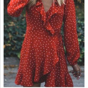 Polka dot wrap dress